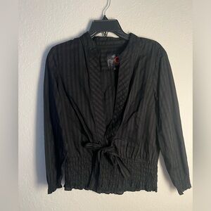 Black G By Guess V-neck Plunge Top Sz L Long Sleeve Womens Business Casual Work